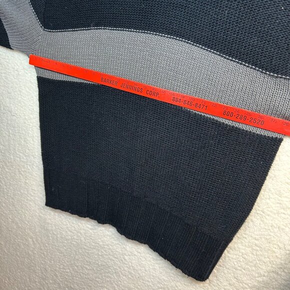 Koman XXL Sports Black & Gray Striped Knit Sweater Pullover - Picture 6 of 6
